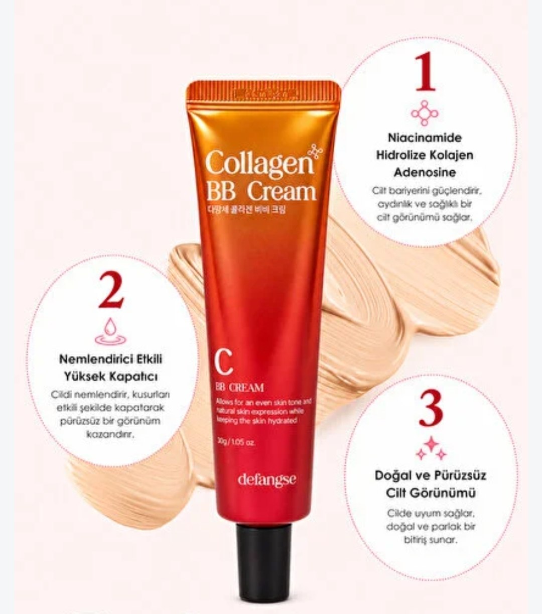 بی‌بی کرم کلاژن دفانس Defangse Collagen BB Cream  ۳۰ میل   تاریخ ۲۰۲۸